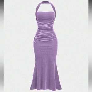 NWOT - SHEIN Purple Velvet Halter Dress - Size L